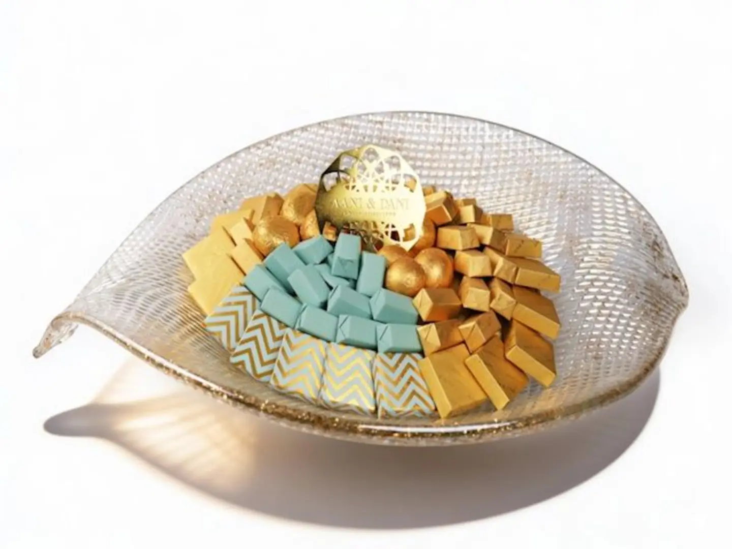 فازة شوكولاتة زجاج تامور 4 ذهبية