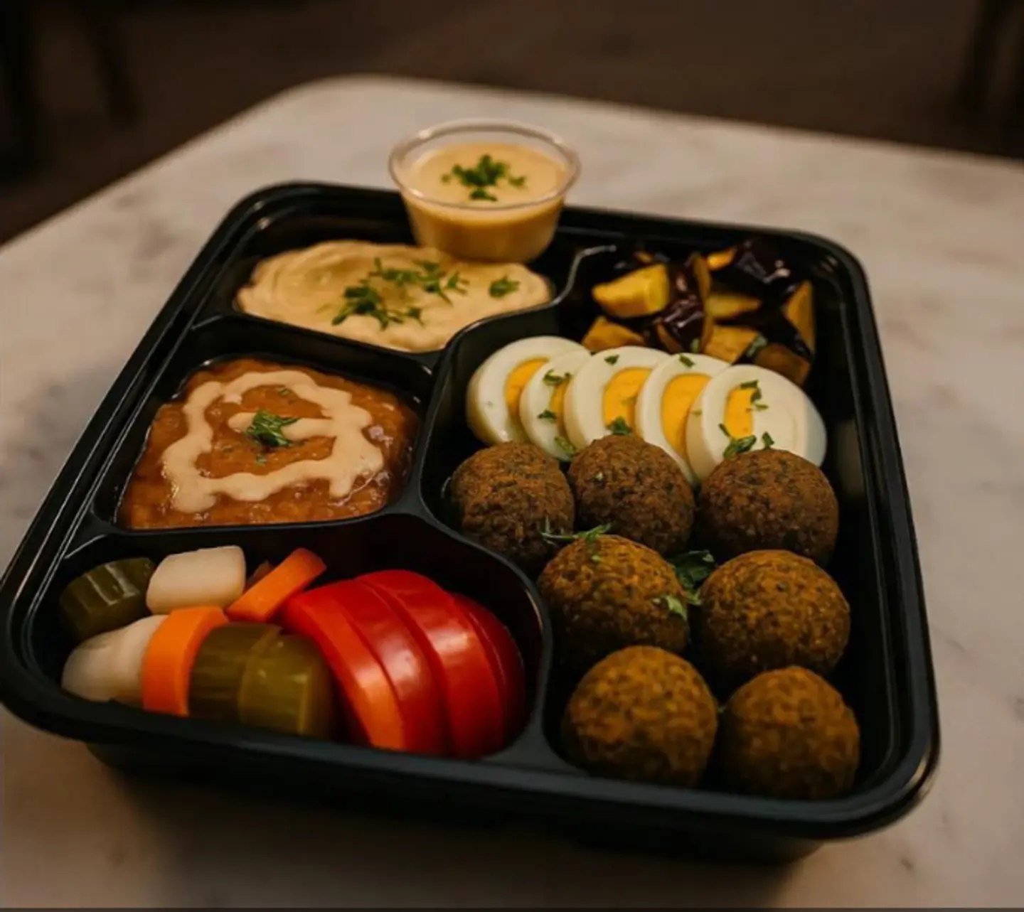 Falafel Box With Foul (Fava Beans)