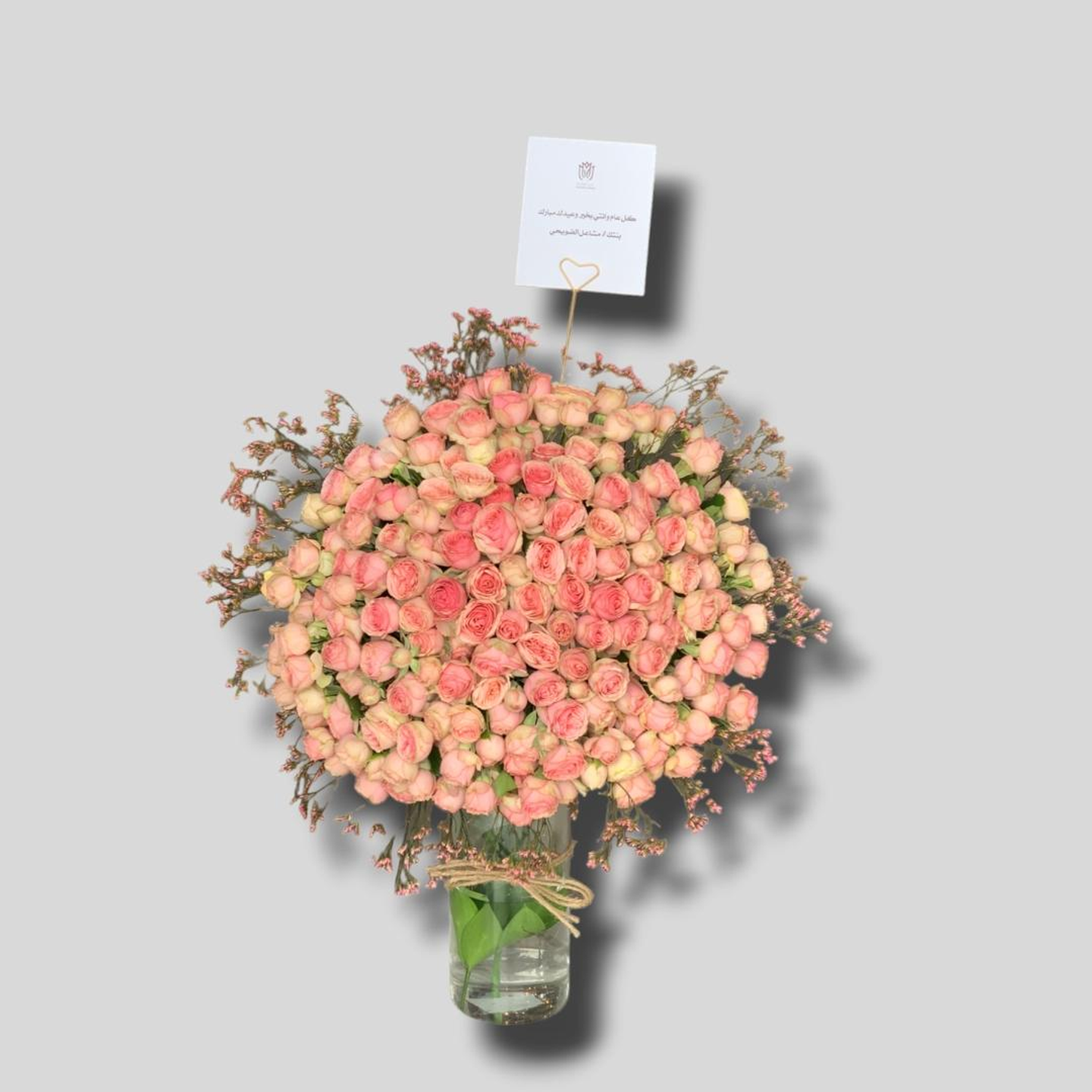 فازة ورد مع لمنيوم