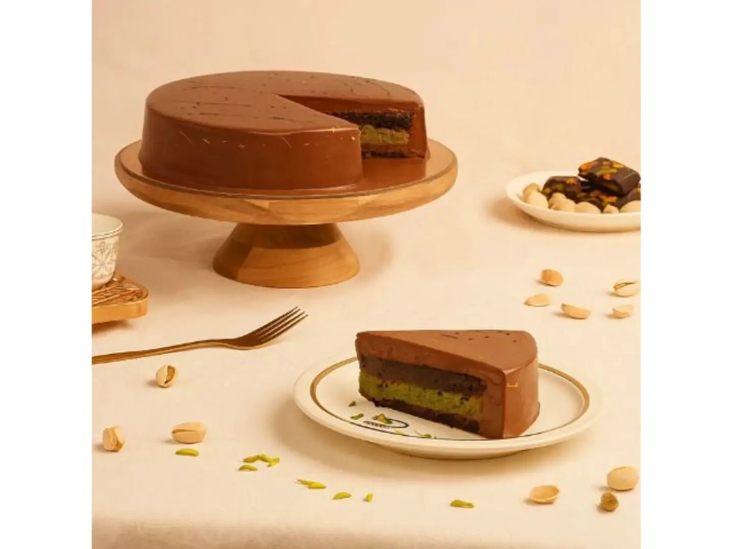 Viral Dubai Pistachio Kunafa Chocolate Cake Luxury Dessert Gift 500 G