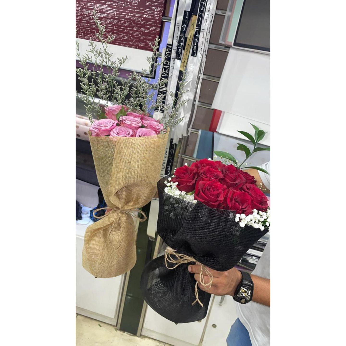 باقة ورد دايرية بيضاء