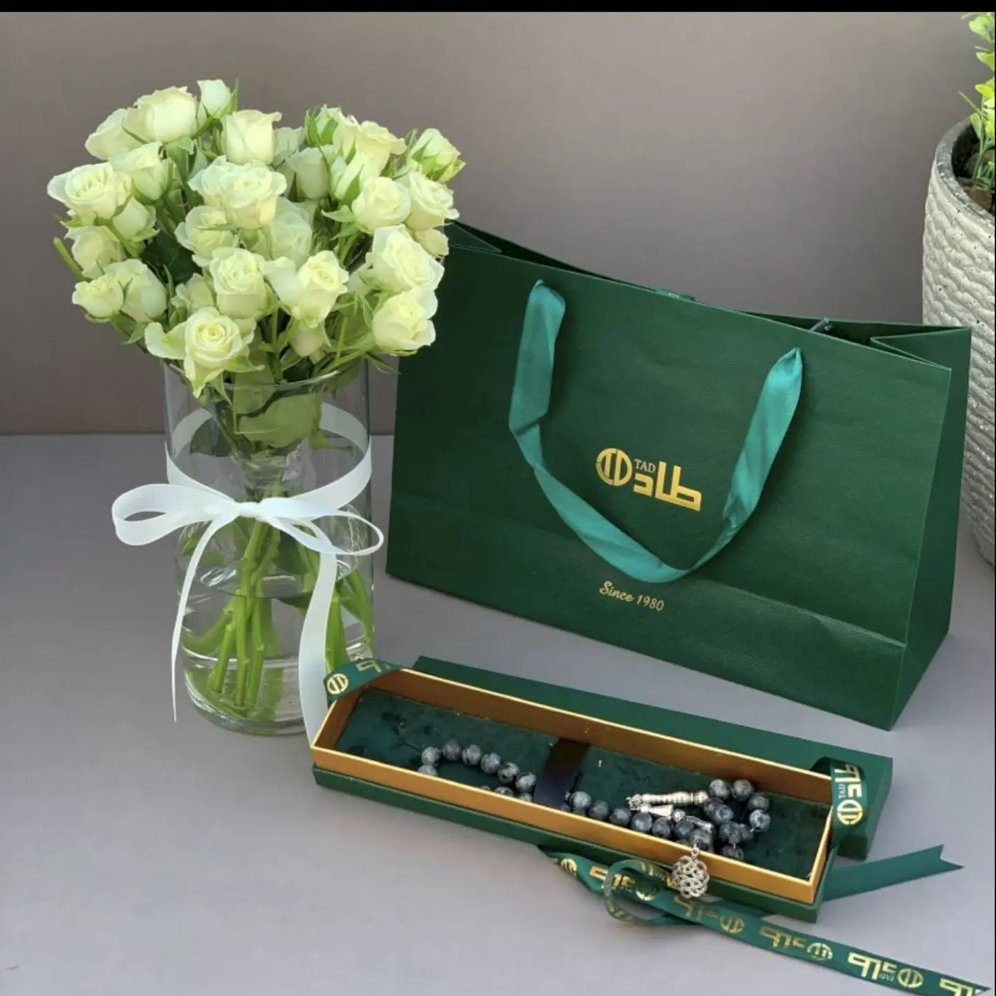 Tad Rosary With Baby Rose Vase