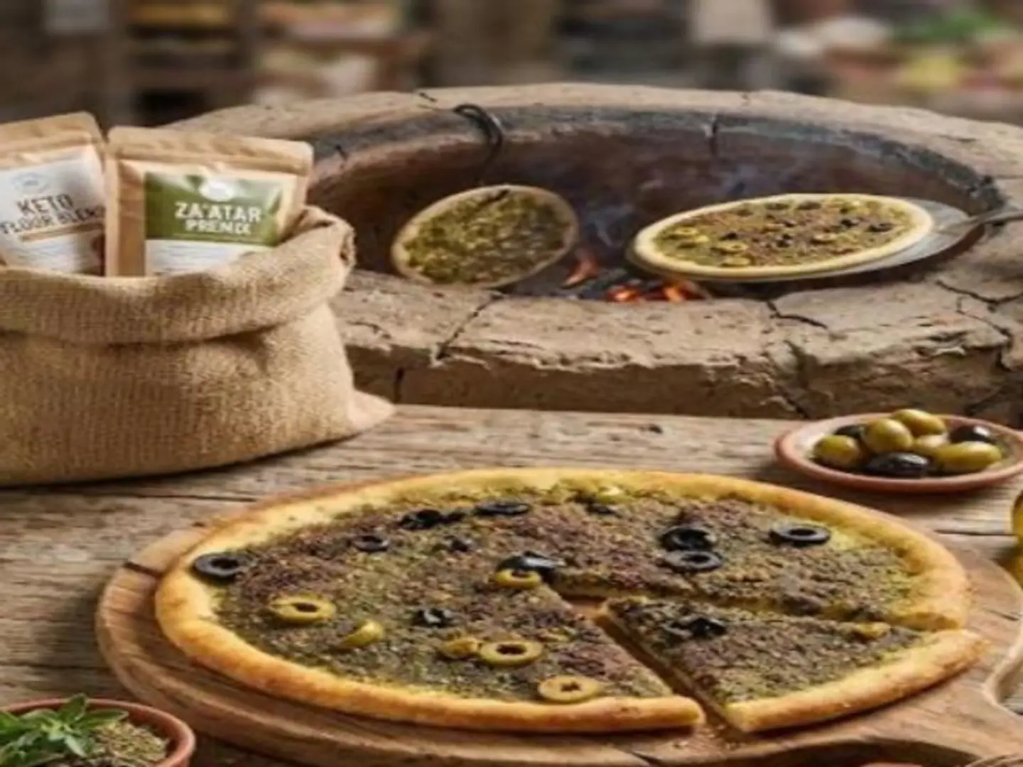 مناقيش زعتر وزيتون كيتو - صغير