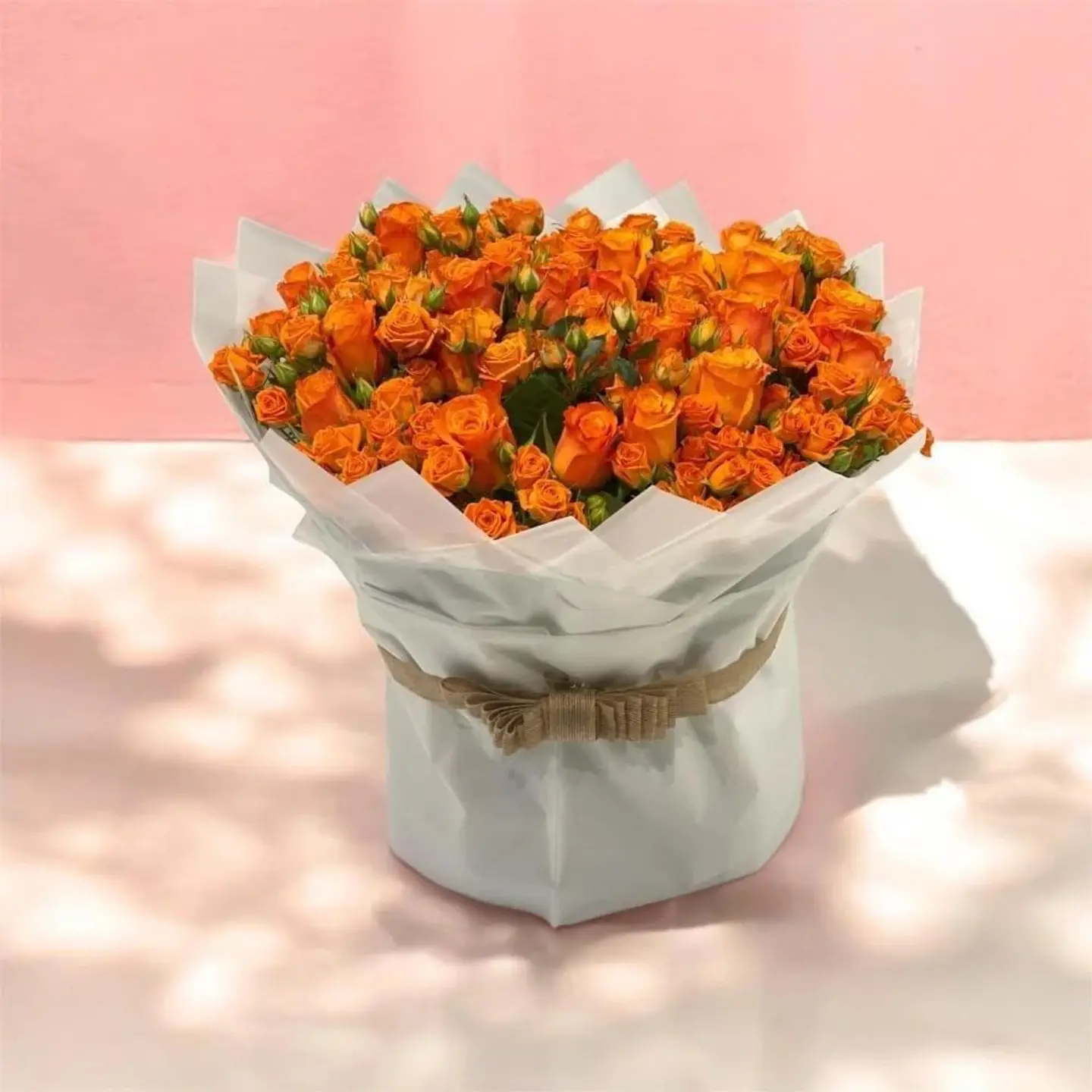 Rose Bouquet With Baby Rose Orange