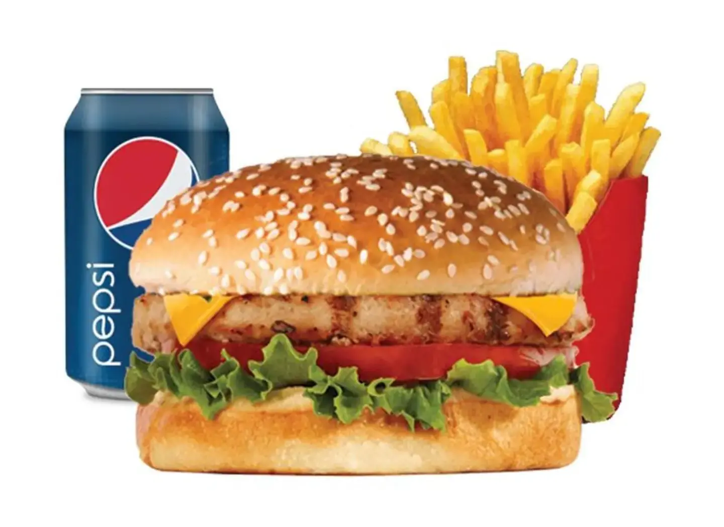 Chicken Burger Meal With Pepsi And Fries