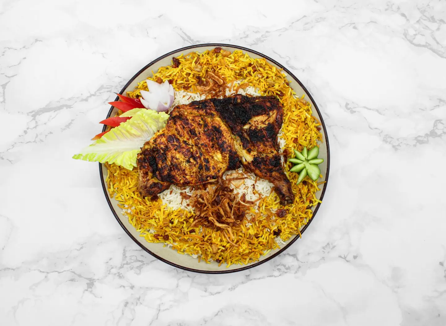 نص على الفحم مع رز