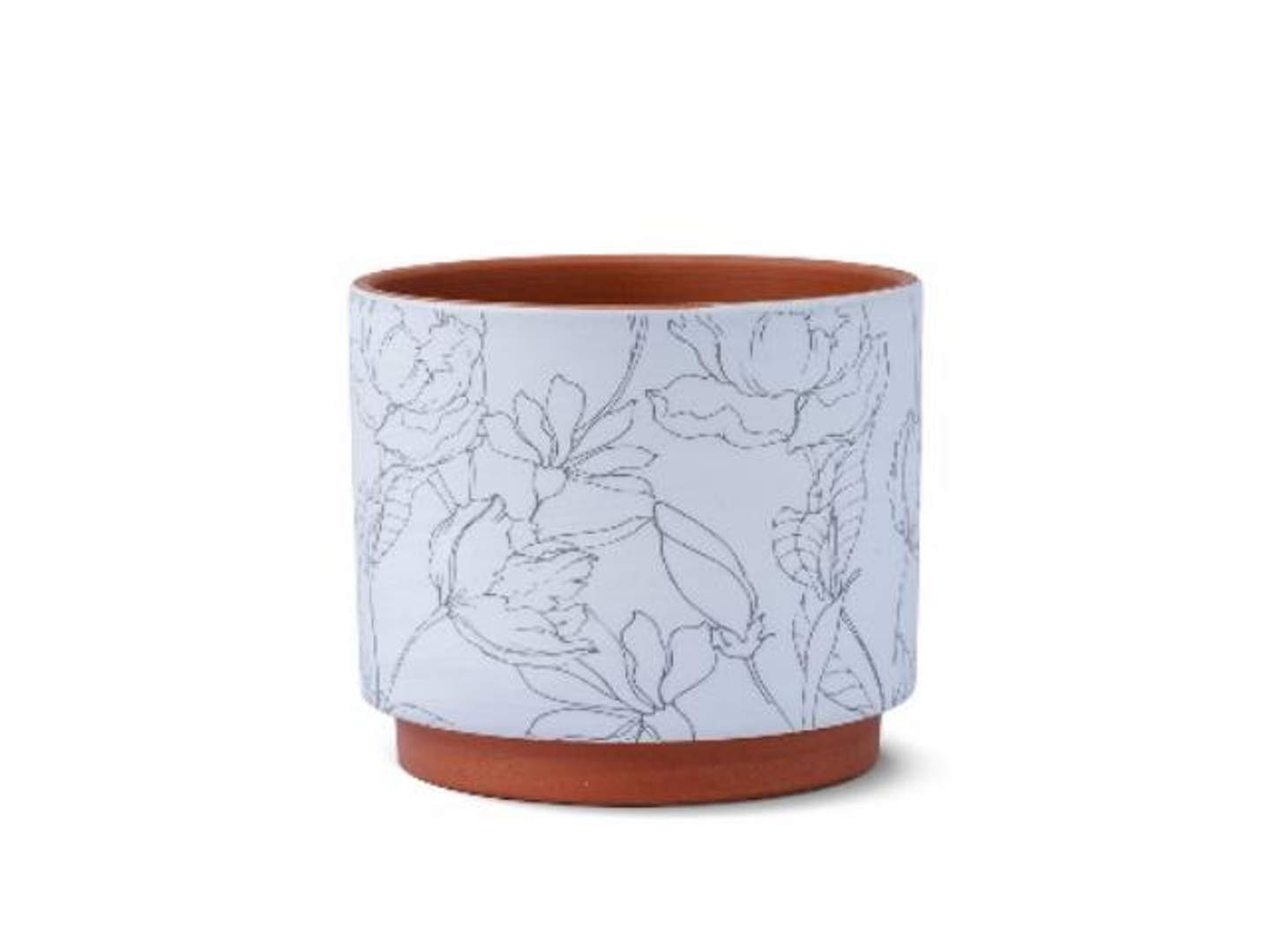 Black Ceramic Linear Pattern Flower Pot