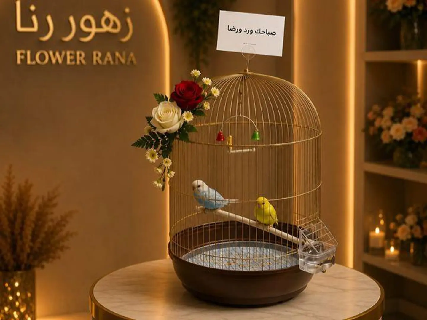 Lovebirds With Roses 2