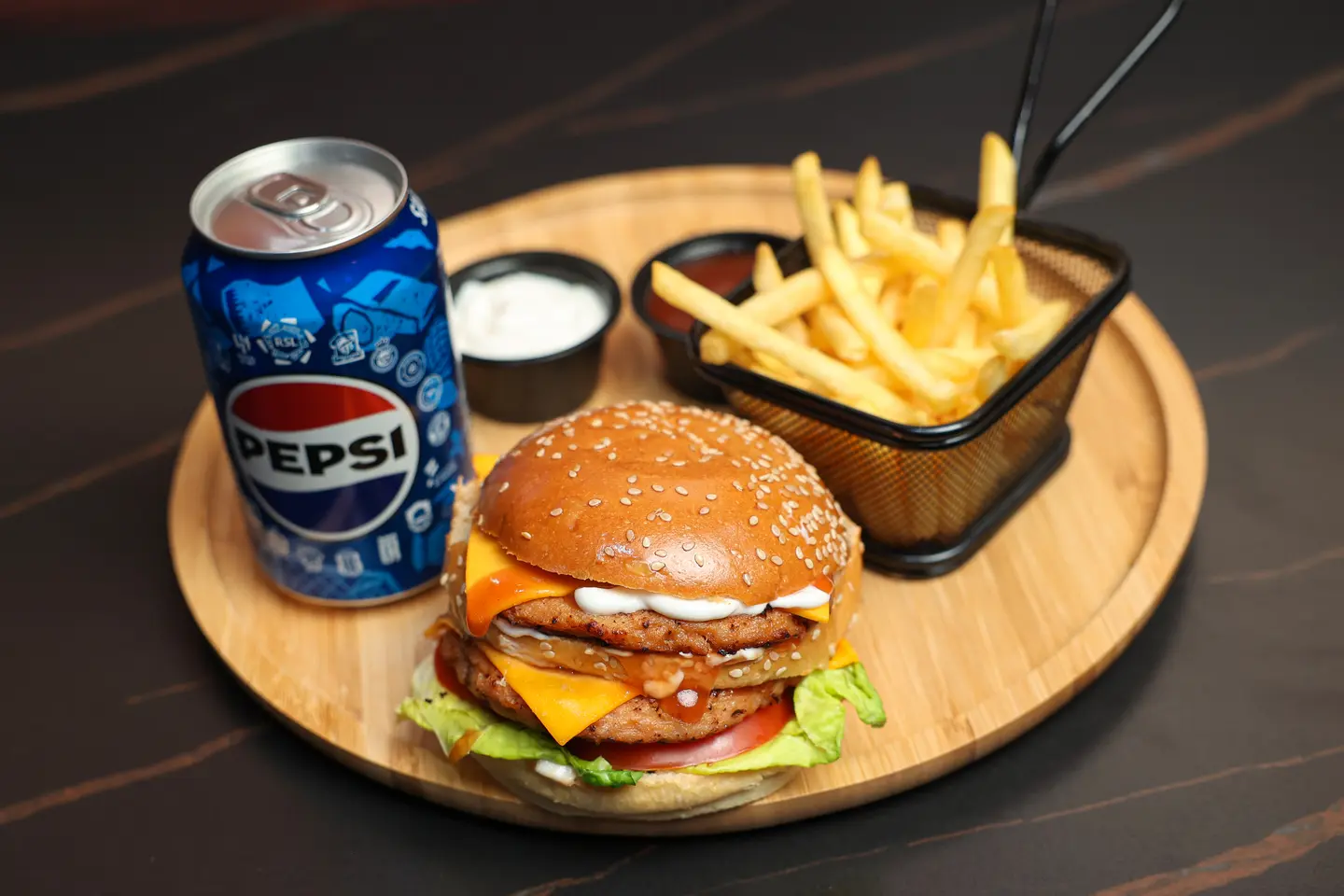 Double Grilled Chicken Burger With Cheese Meal