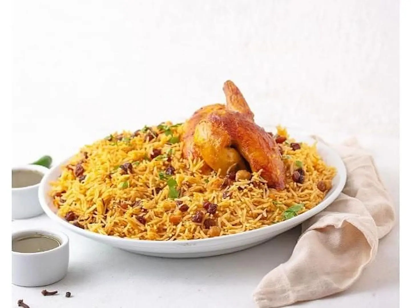 Half Of Grilled Chicken With Rice