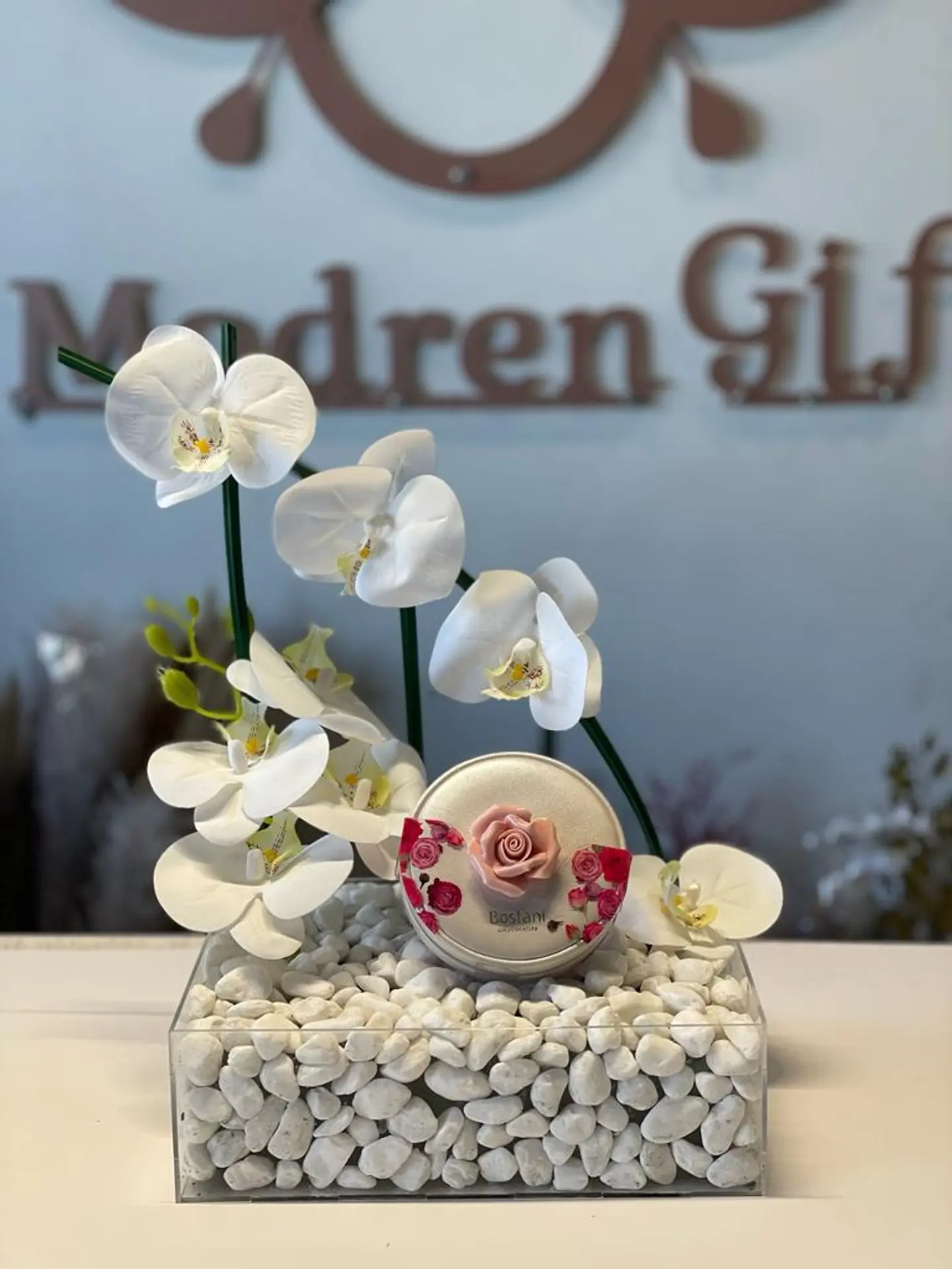 Garden Chocolate With Artificial Flowers