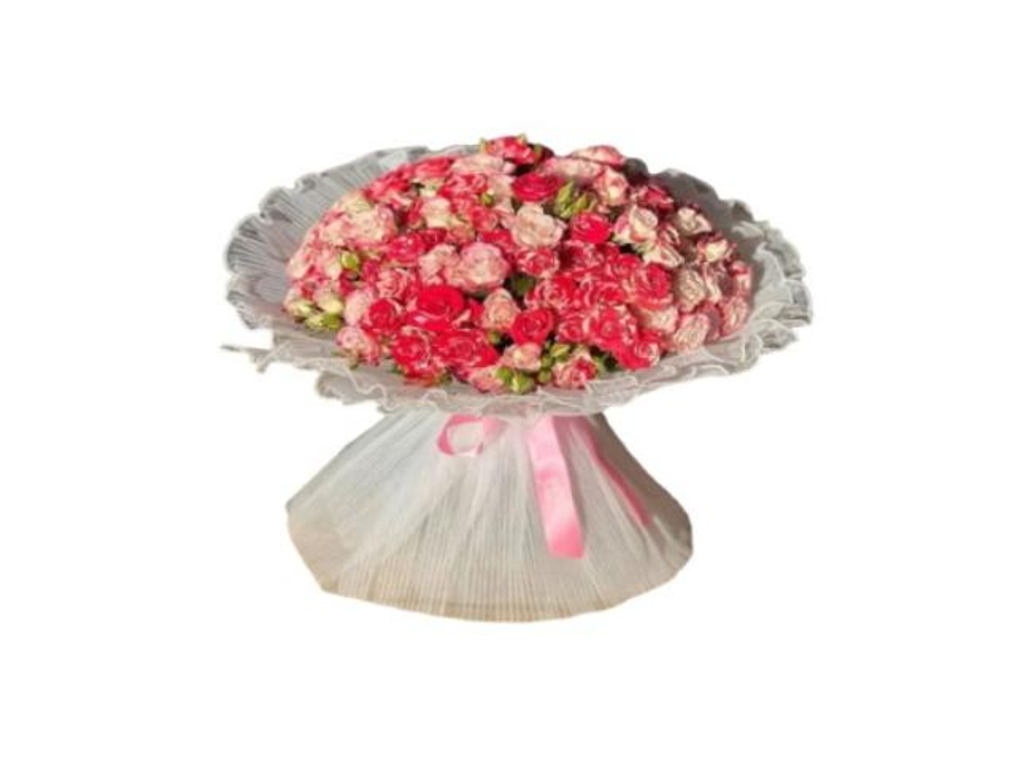 Assorted Baby Rose Bouquet With Fabric Wrapping