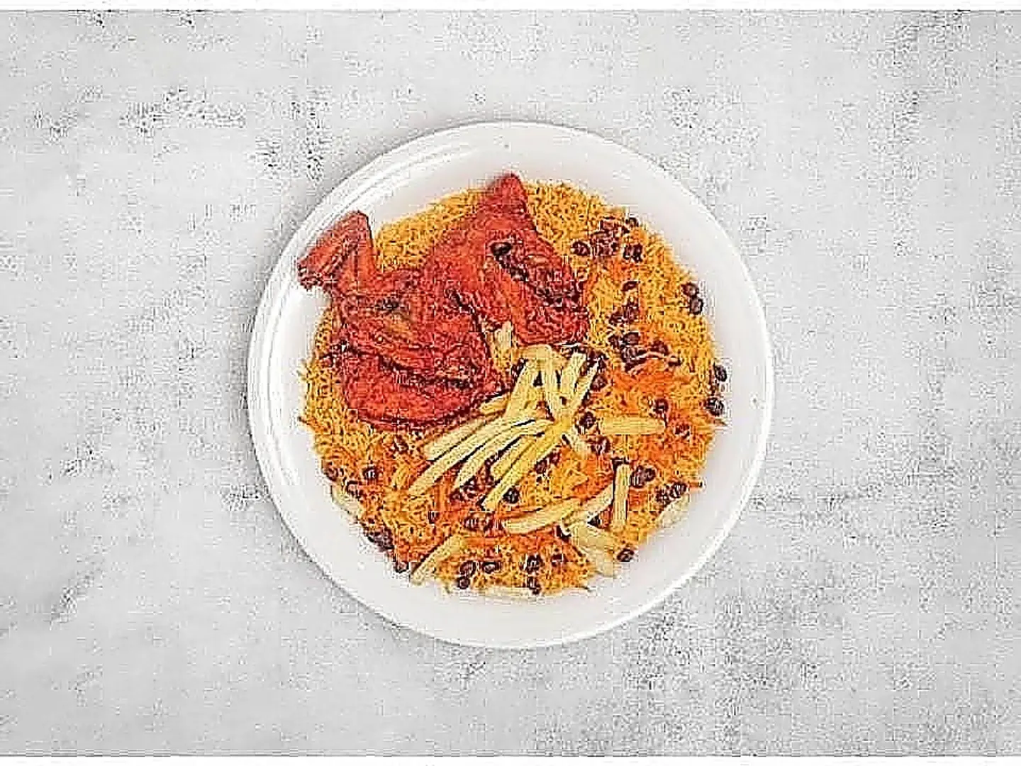 Half Of Fried Chicken With Rice