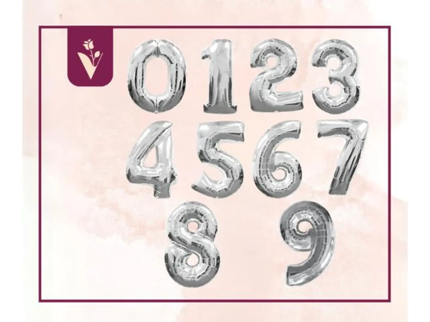 بالونات أرقام حجم وسط فضي