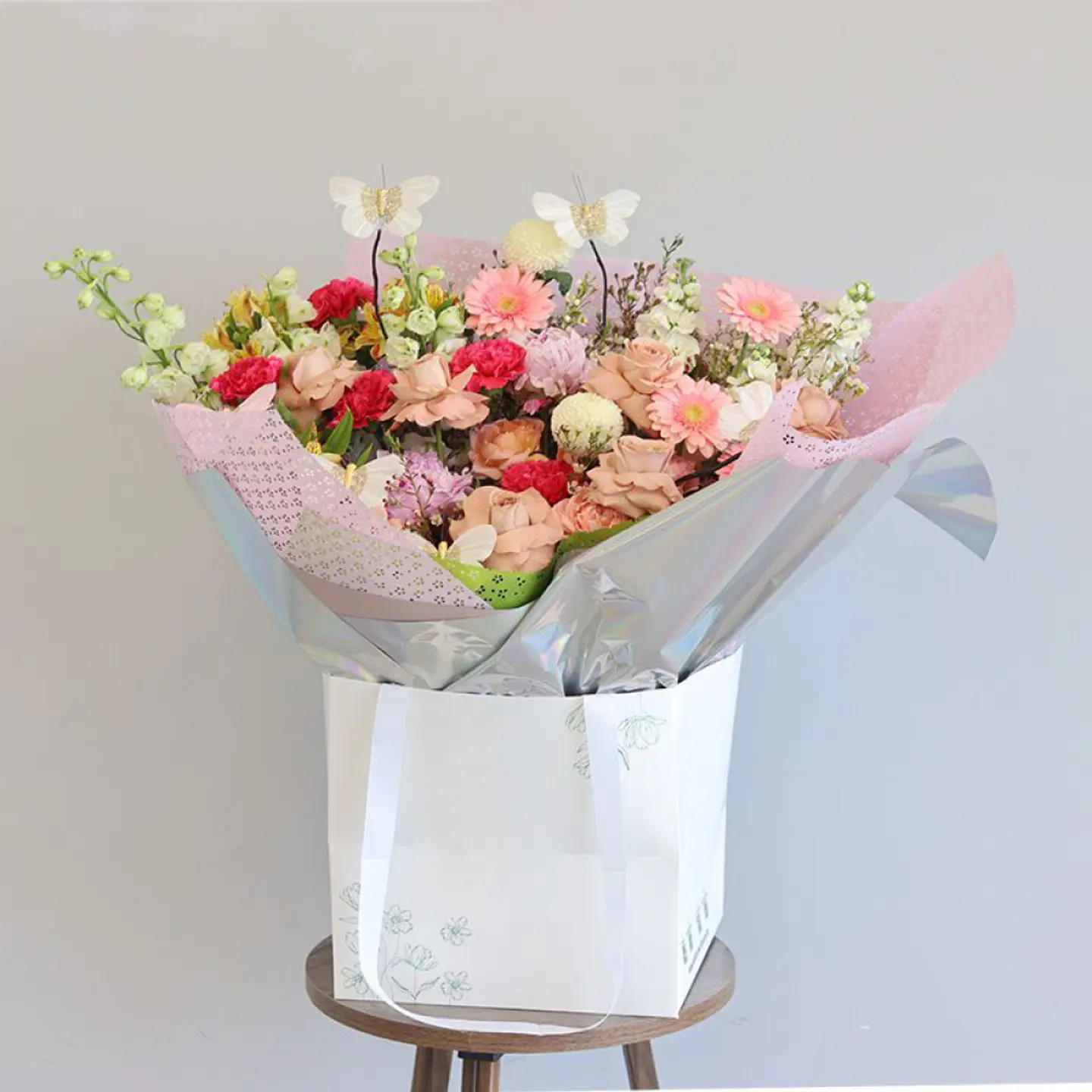 Butterfly And Rose Mix Bouquet