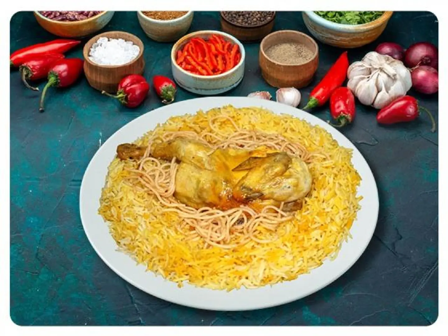 حبه دجاج مندي مع الرز