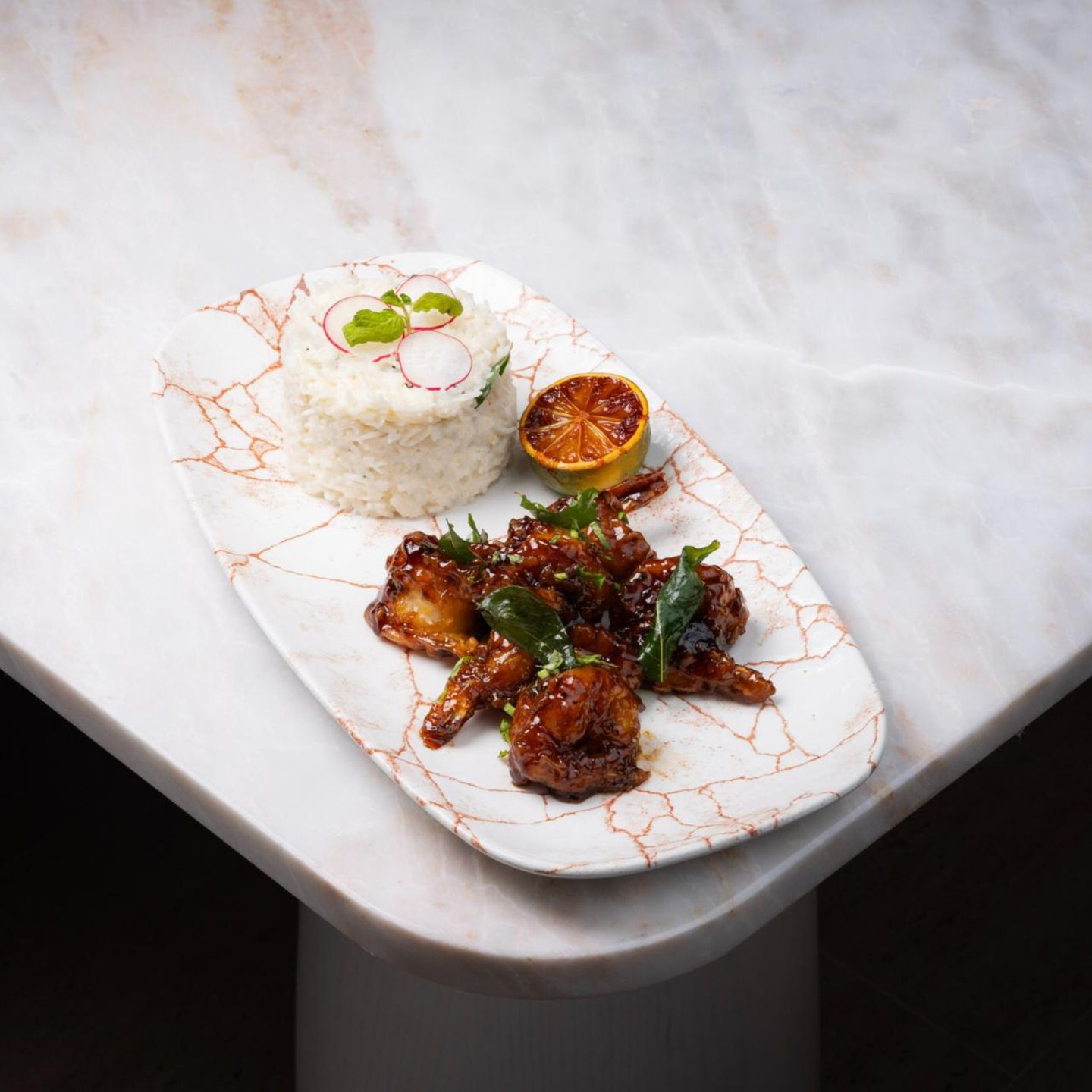Black Pepper Prawns And Coconut Rice