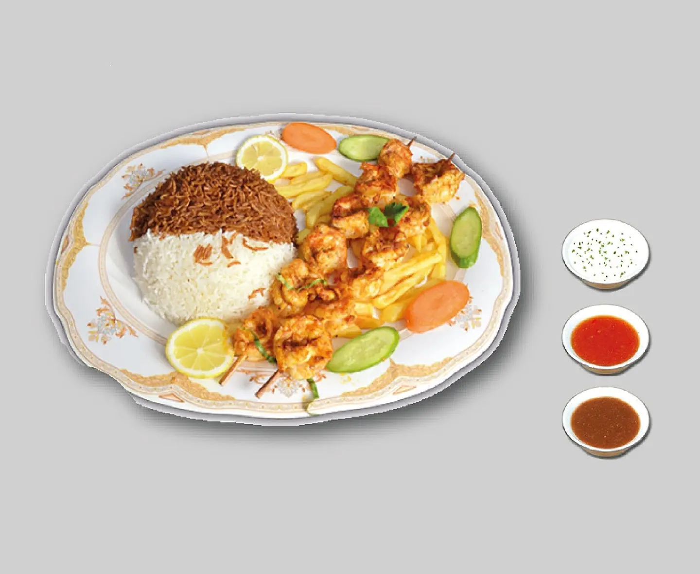 Grilled Shrimp With Rice For One Person