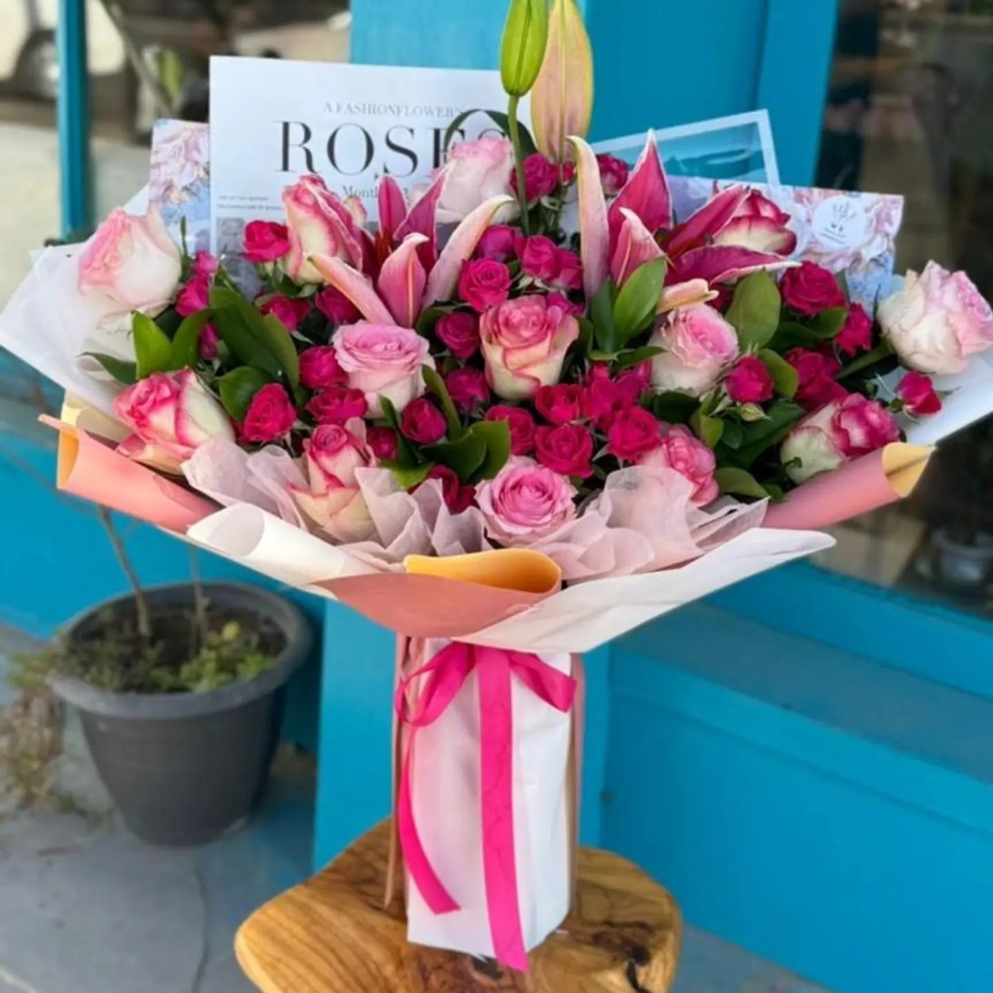 باقة ورد وردي