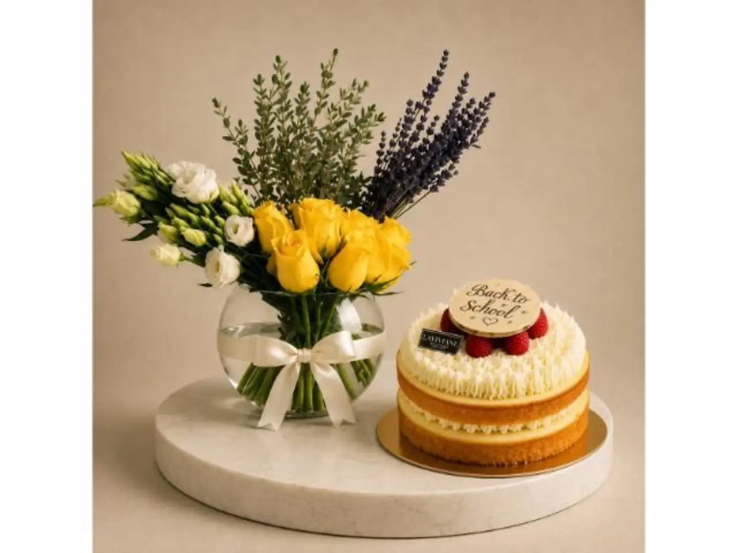 Lavender Sunshine Vase With Lemon Cake