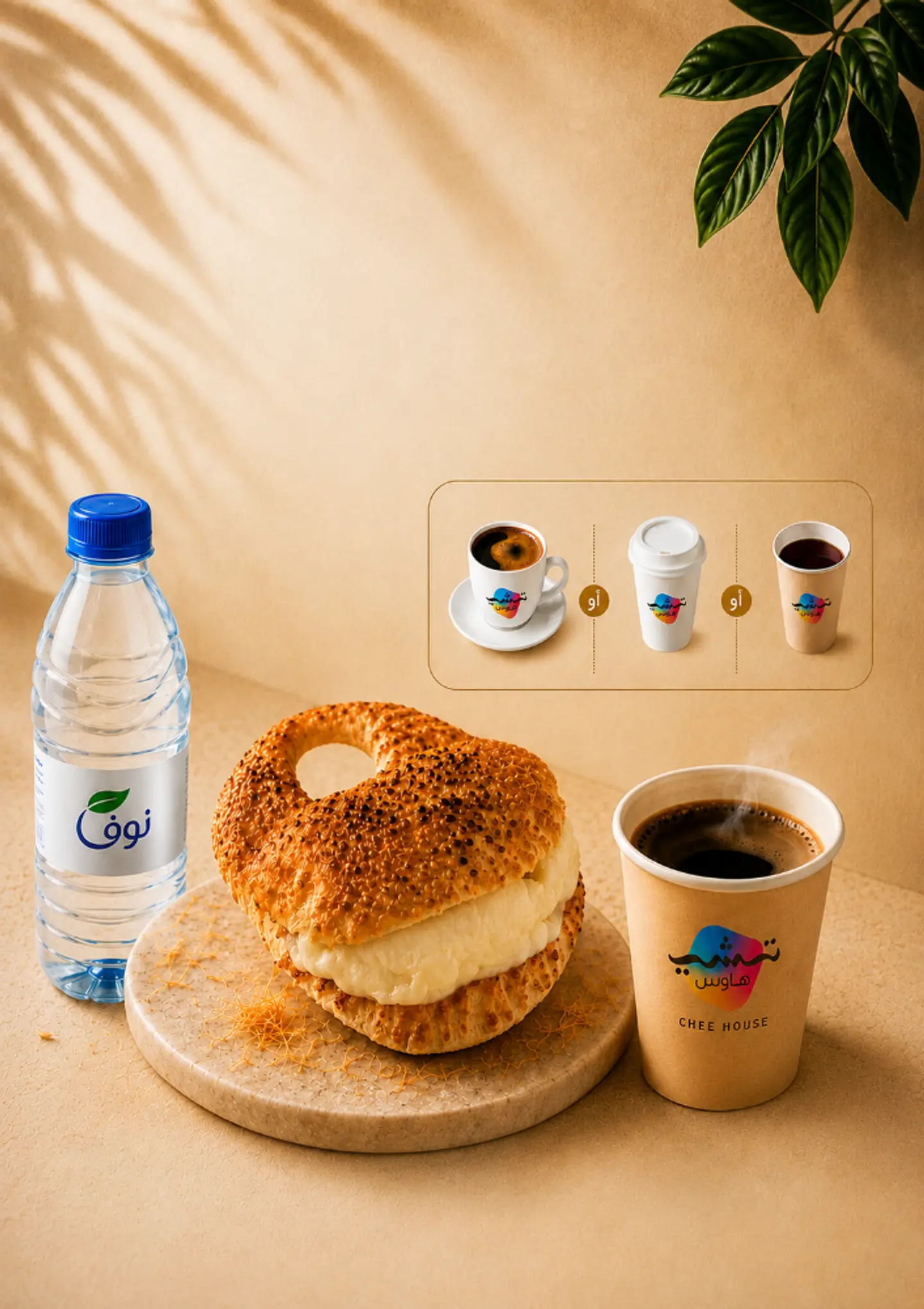 Kunafa Cake + Drink + Water
