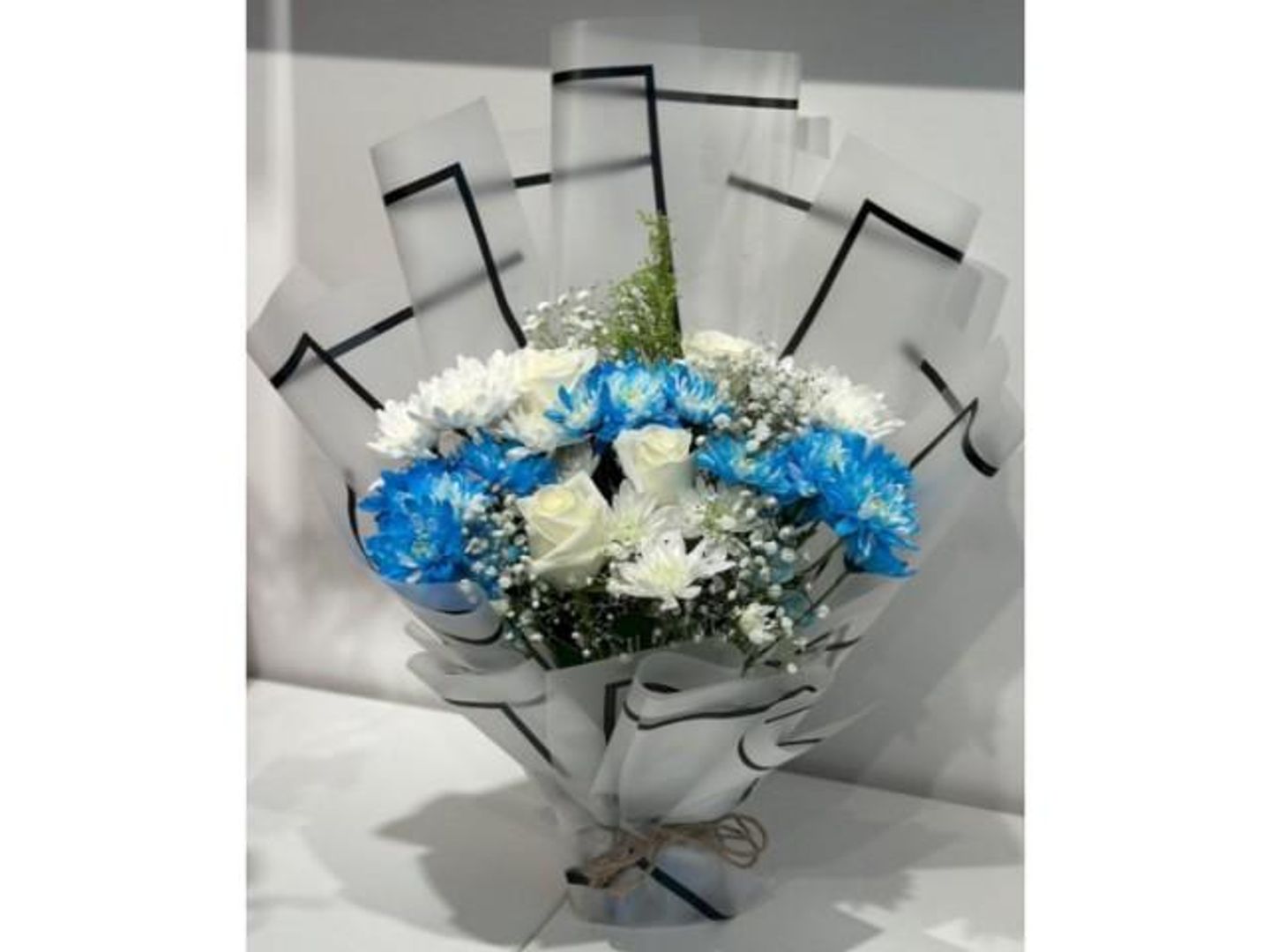 Natural Blue And White Rose Bouquet