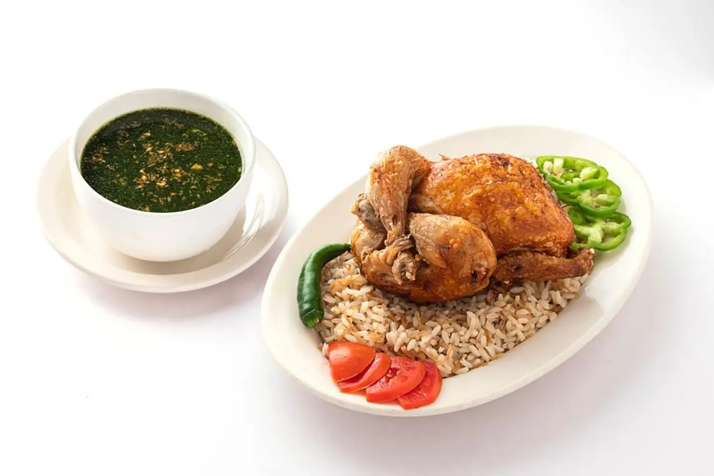 ملوخية دجاج مع أرز شعرية