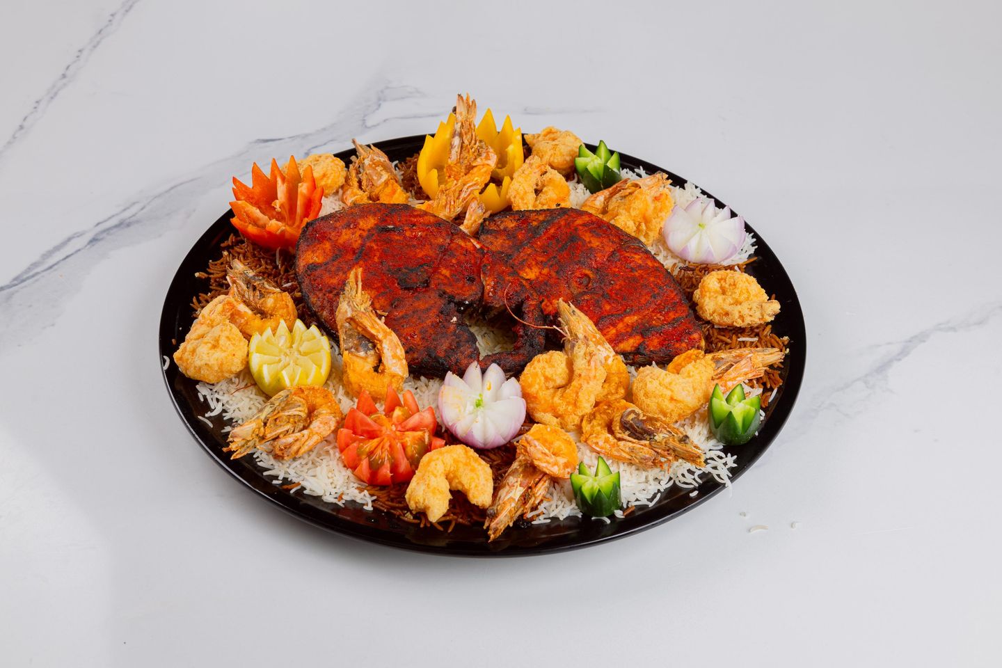 500 جرام كنعد بالفرن , رز مشكل , 500 جرام روبيان مشكل