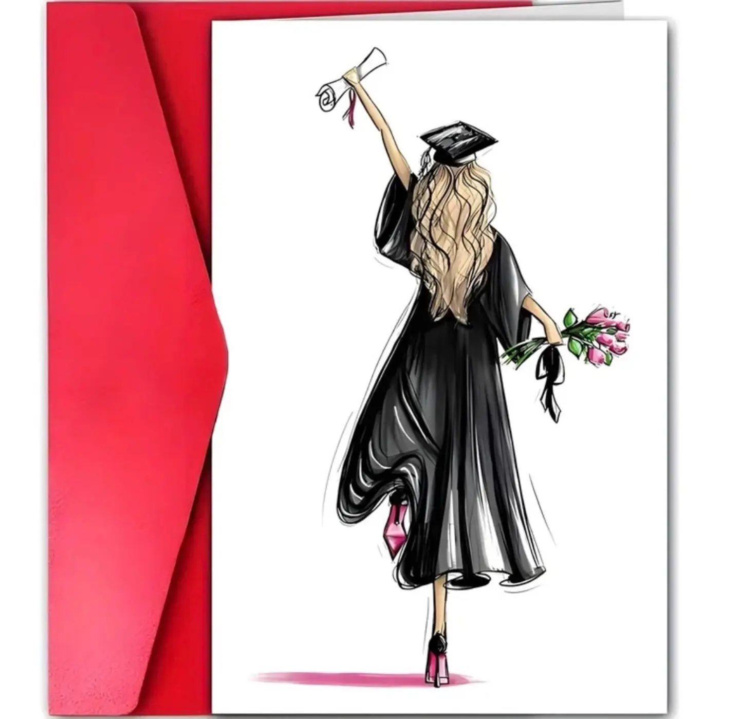 Graduation Card In The Shape Of A Girl