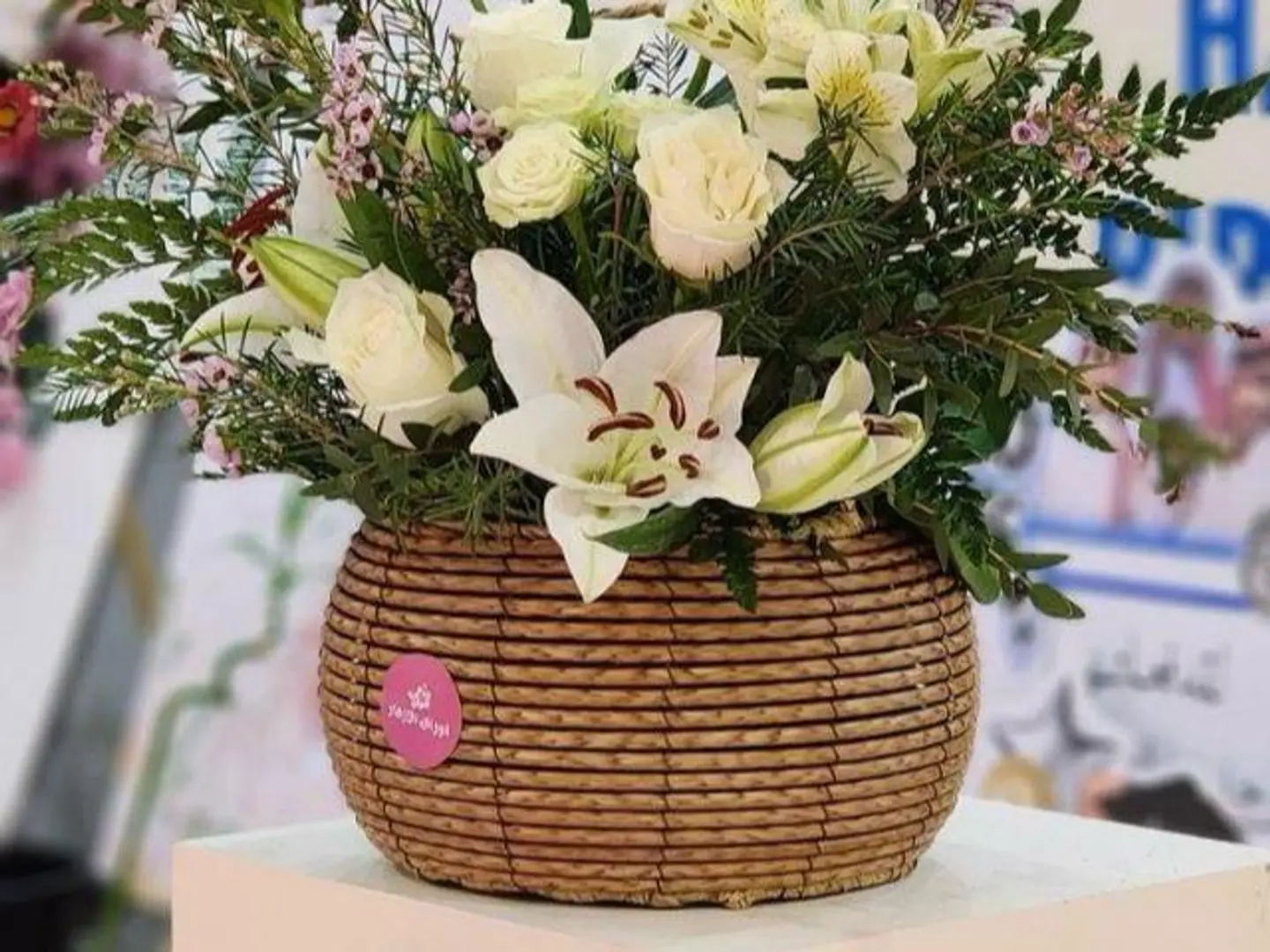White Rose Basket