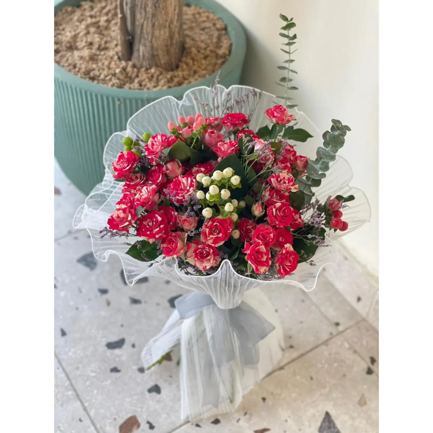 باقة ورد تغليف قماش S10