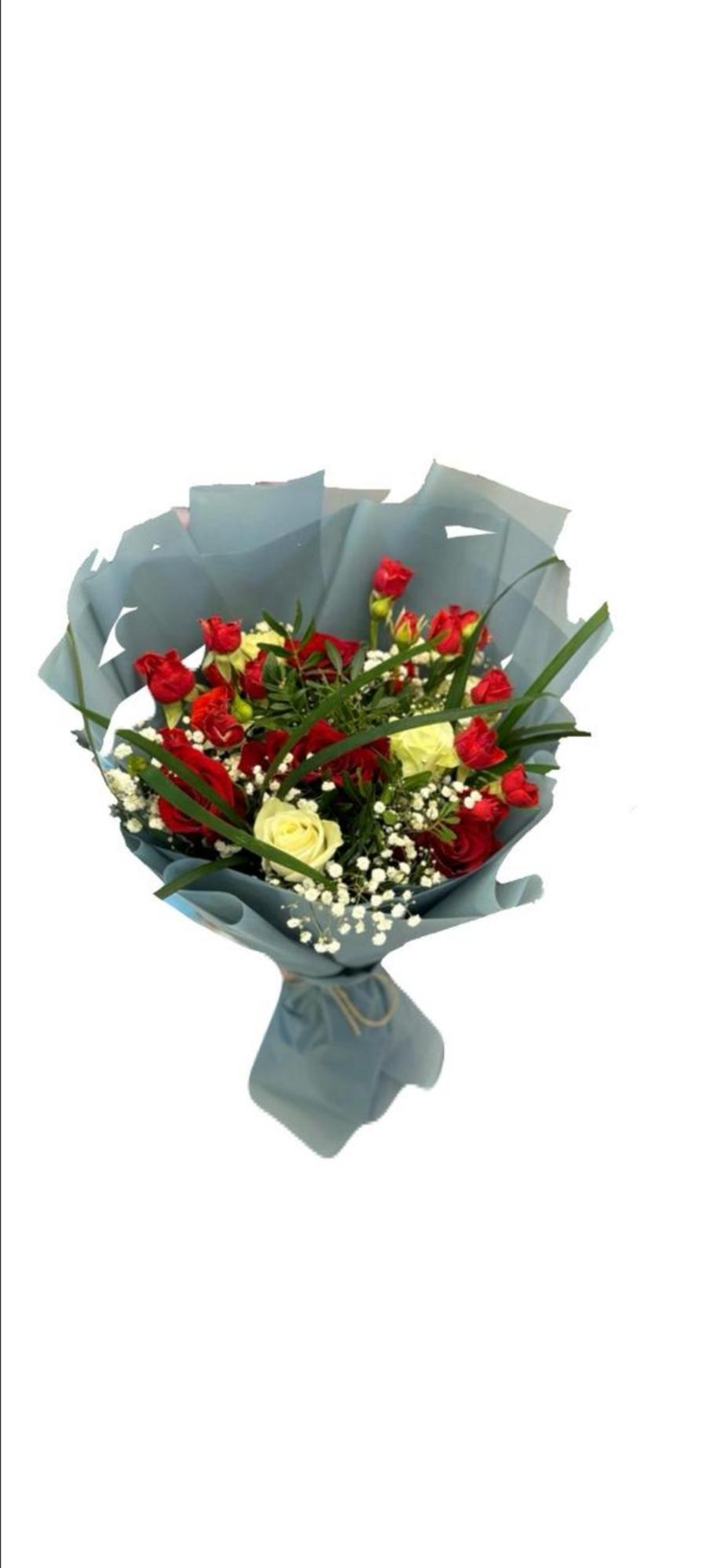 باقة بيبي روز الأحمر مع الجوري الأبيض