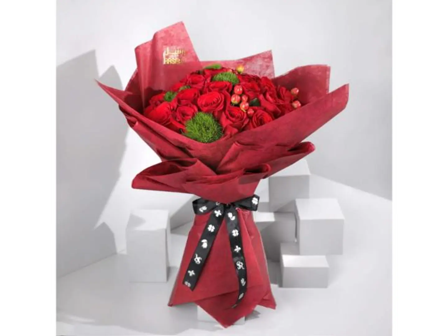 Red Rose With Cherries