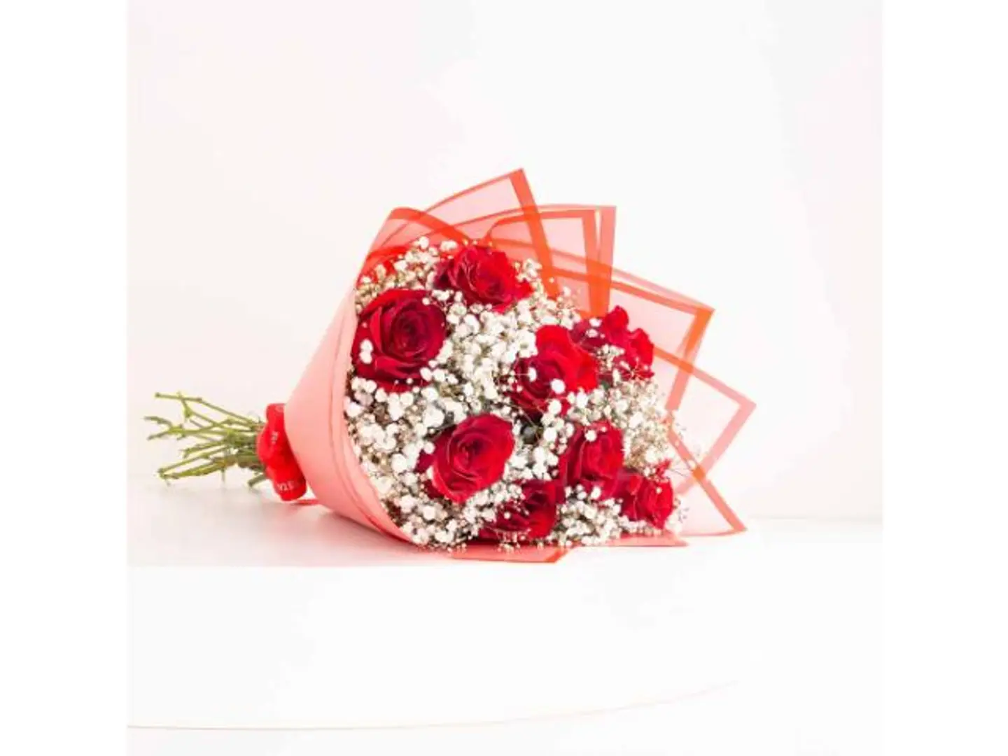 Red Roses With Gypsophila