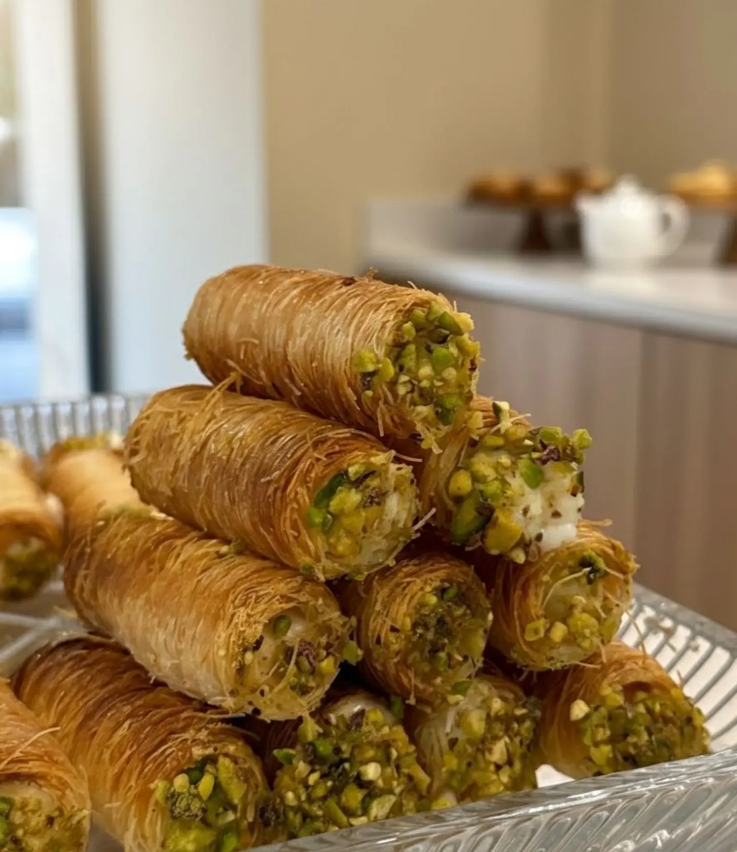 Rolled Kunafa With Cream