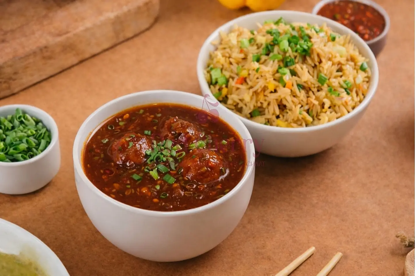 Veg Fried Rice With Gobi Manchurian
