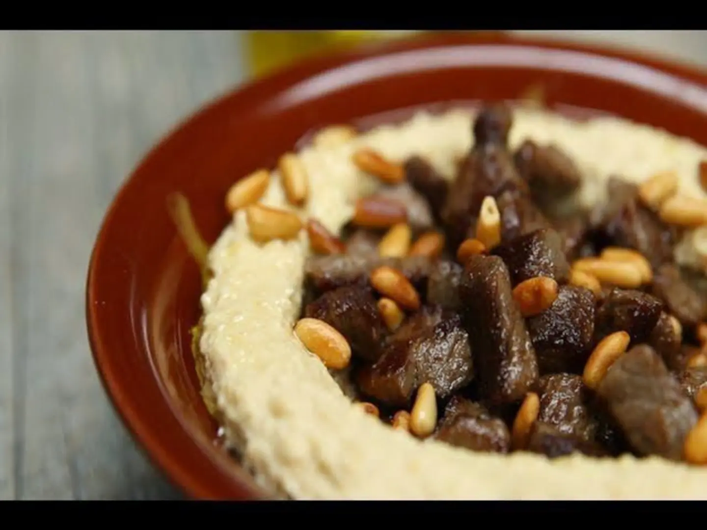 Beef Hummus With Pine Nuts