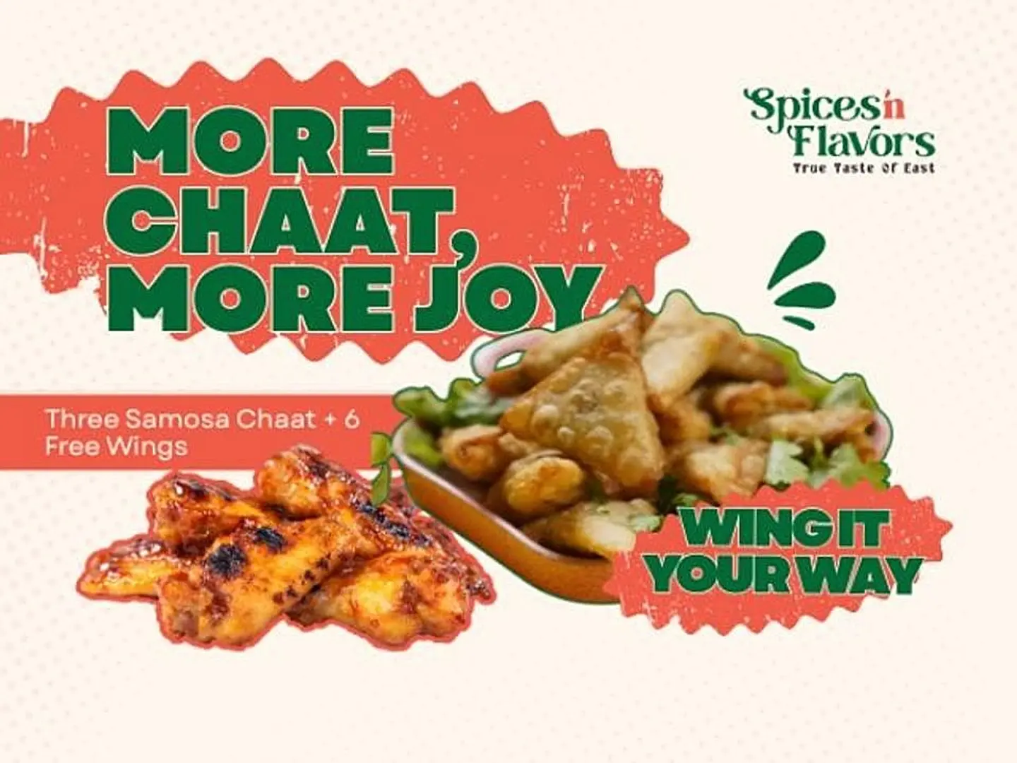 3 Samosa Chaat With 6 Wings Free