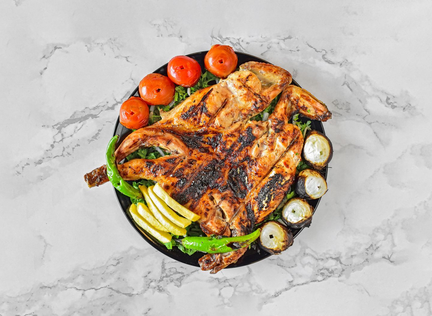 Half Plain Chicken On Charcoal