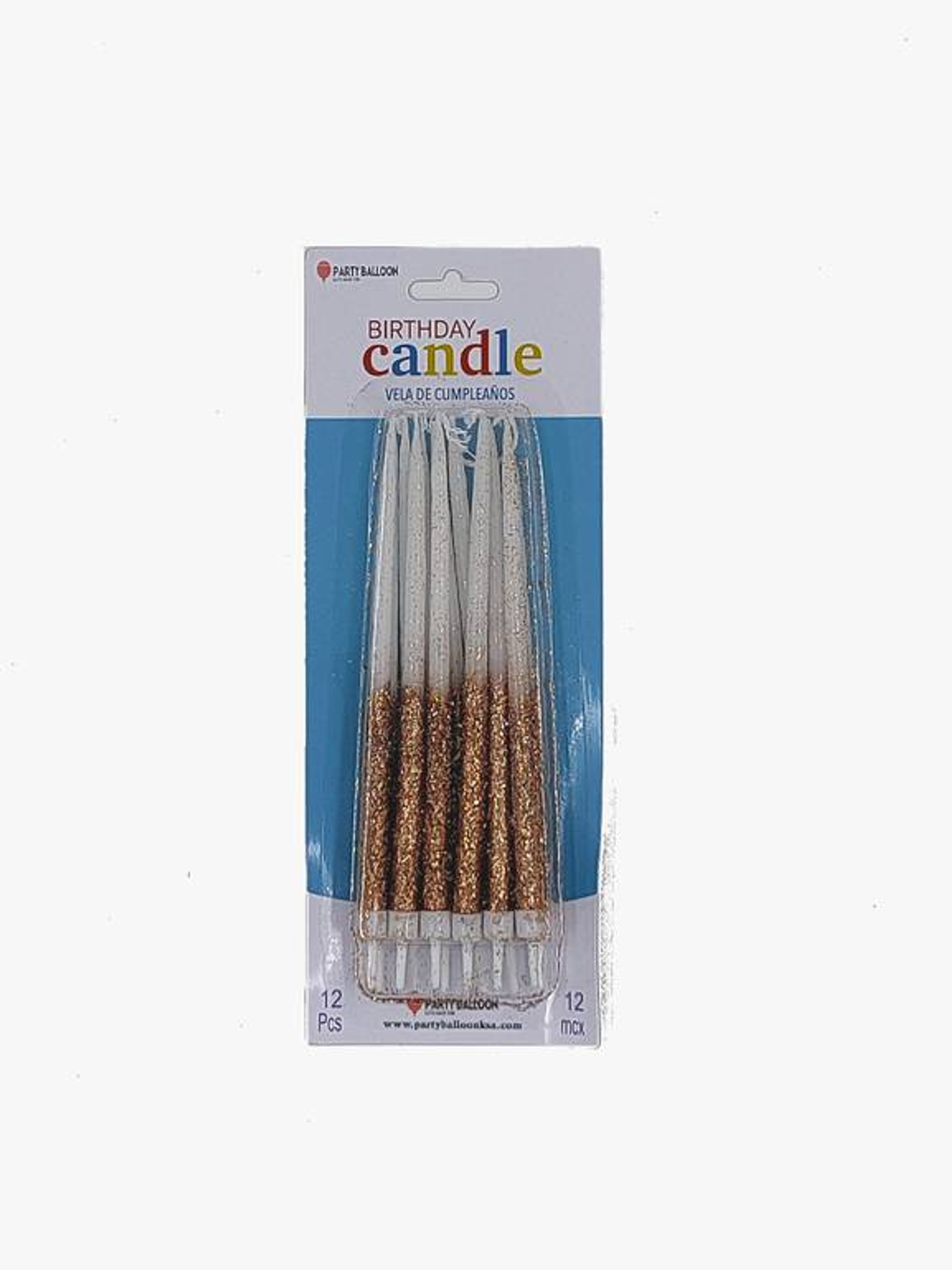 Rose Gold Glitter Dip Candles 12 Pcs