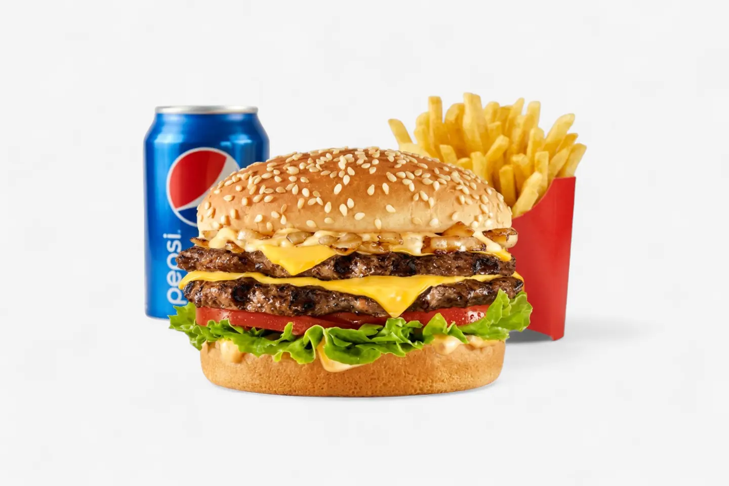 Double Grilled Beef Burger Meal