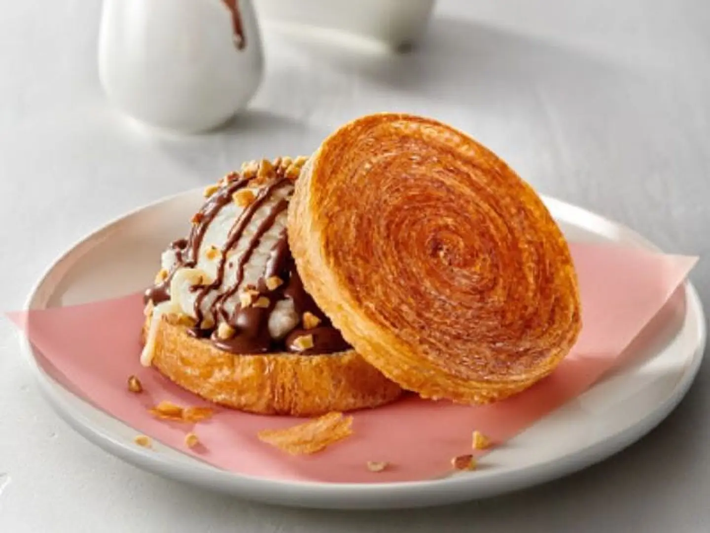 Round Croissant With Ice Cream