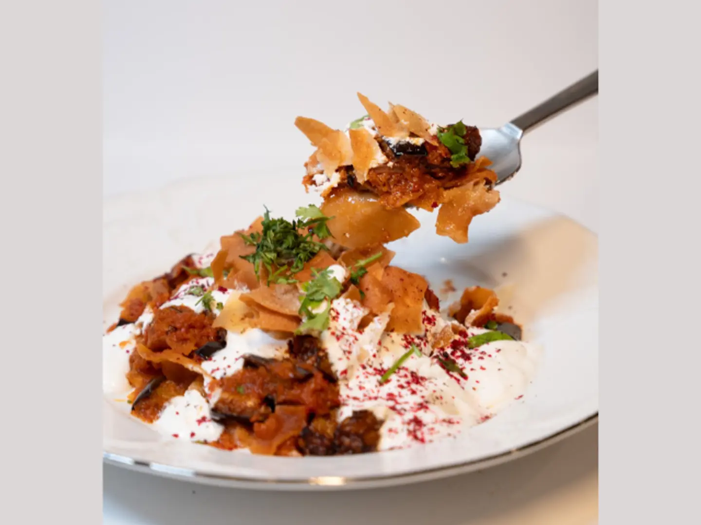 Eggplant Fatteh With Laban