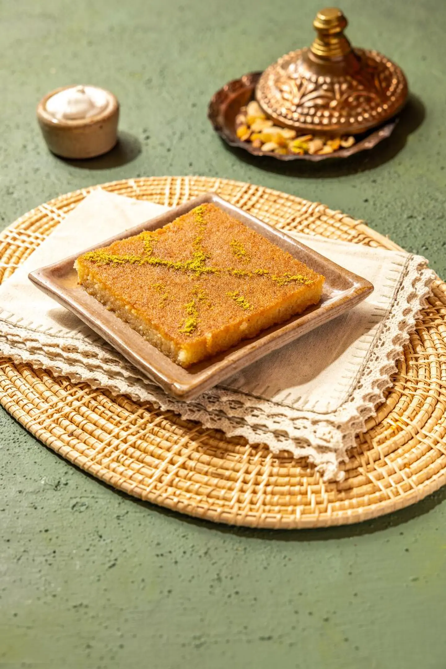 Basbousa With Eshta Cream