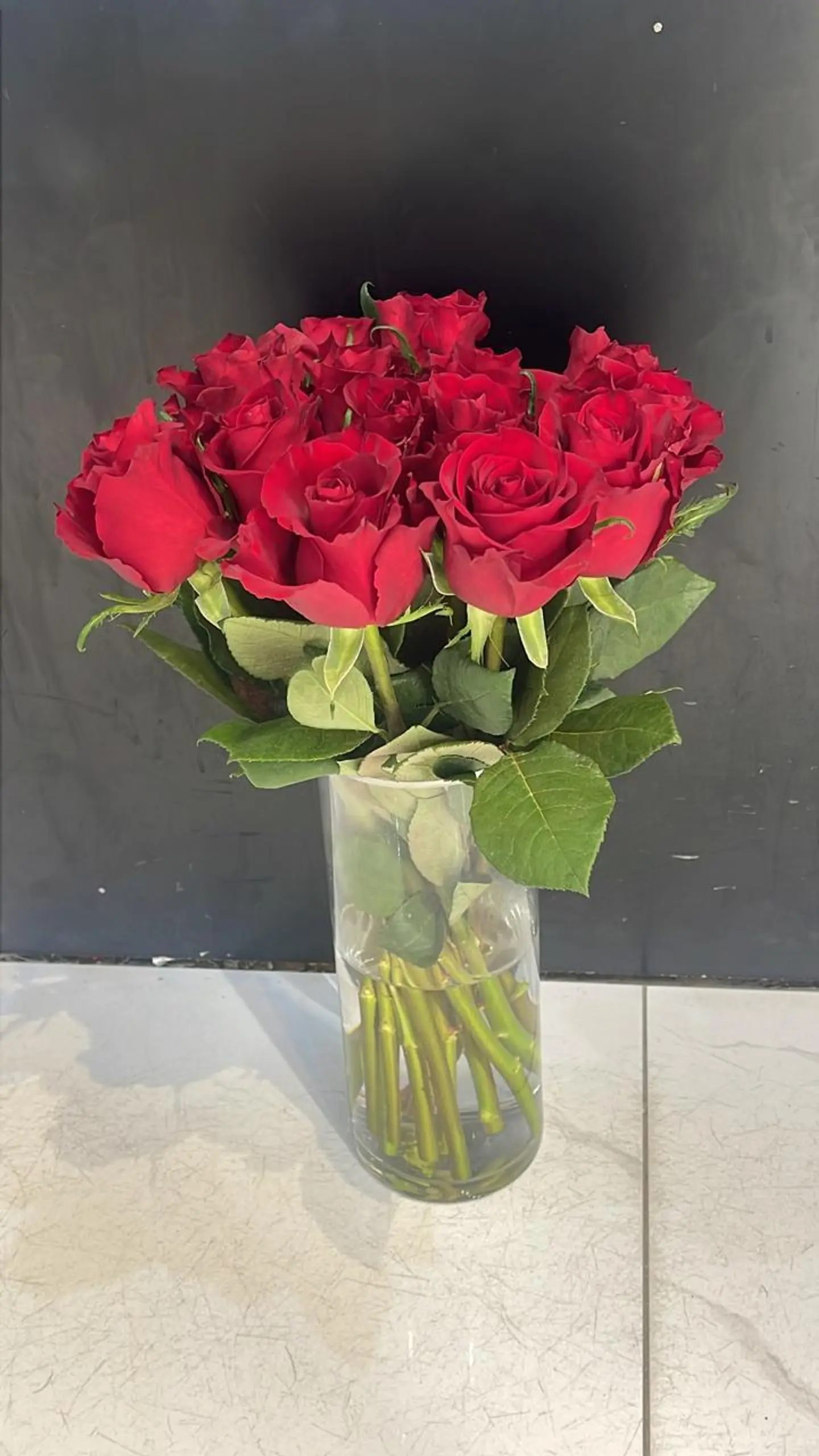 Natural Red Rose With A Transparent Vase 23