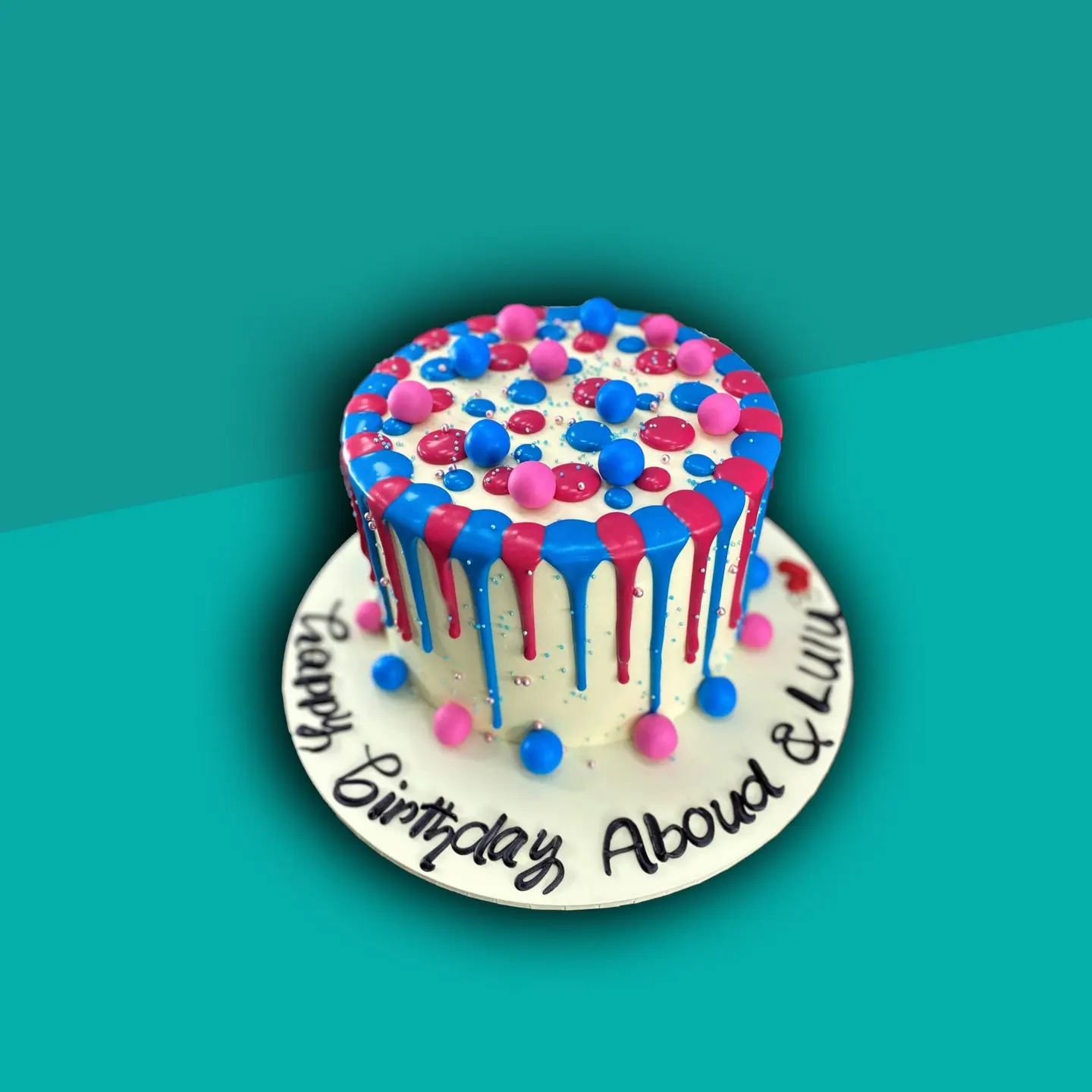 Pink And Blue Drops Cake