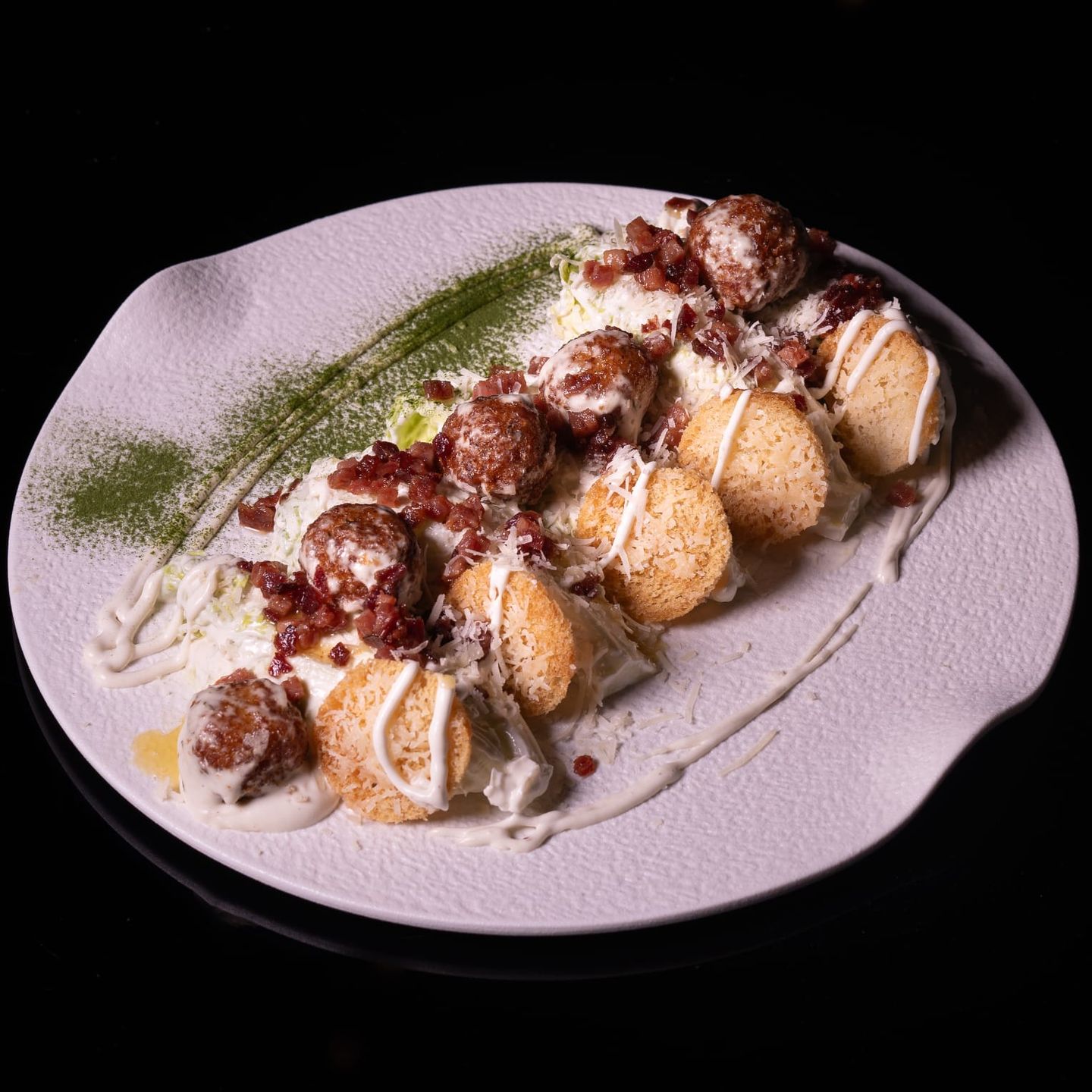 Caesar Salad With Crispy Chicken Balls