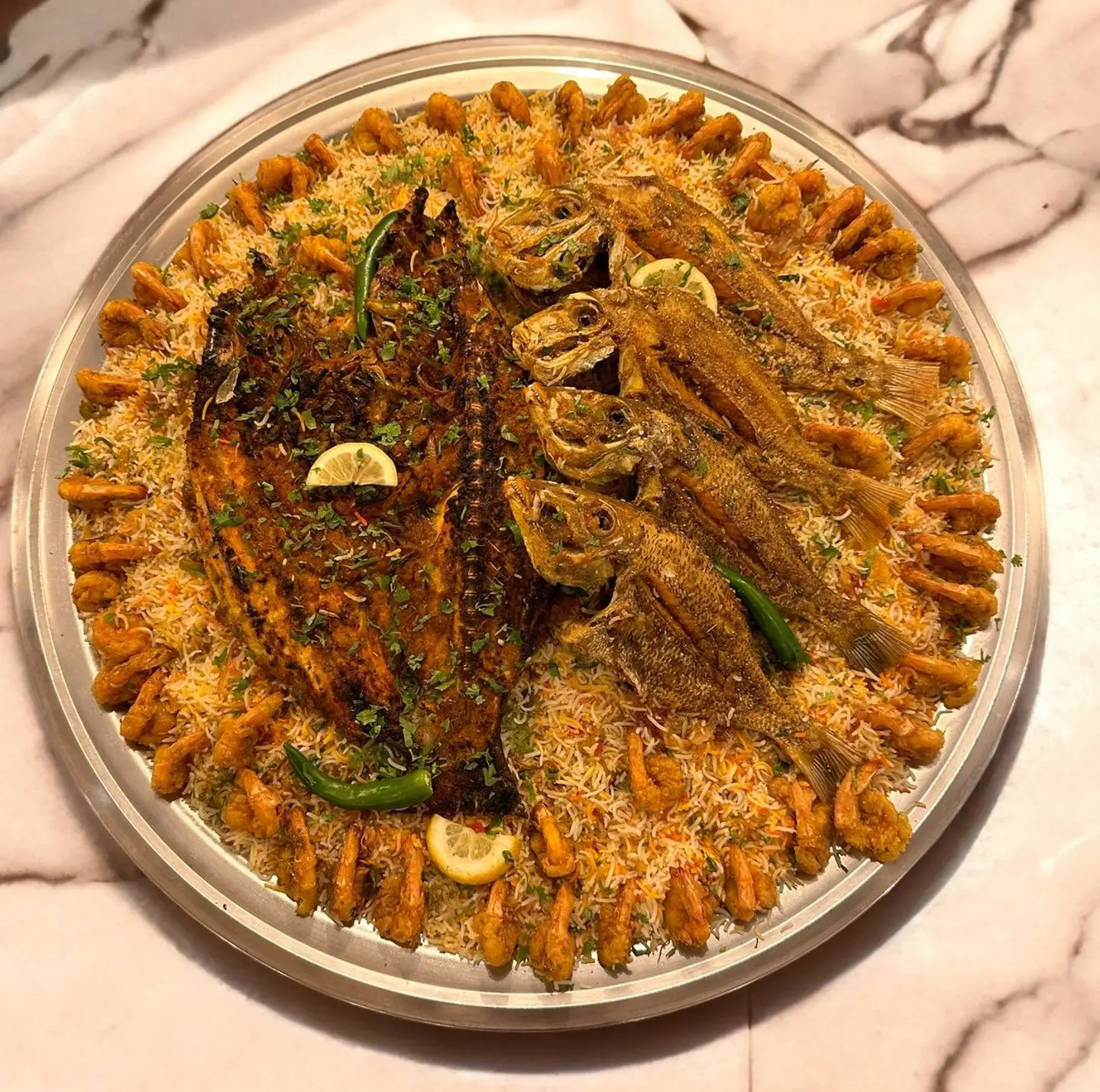 Lethrinus , Anduq , Aroussa And Shrimp Meal