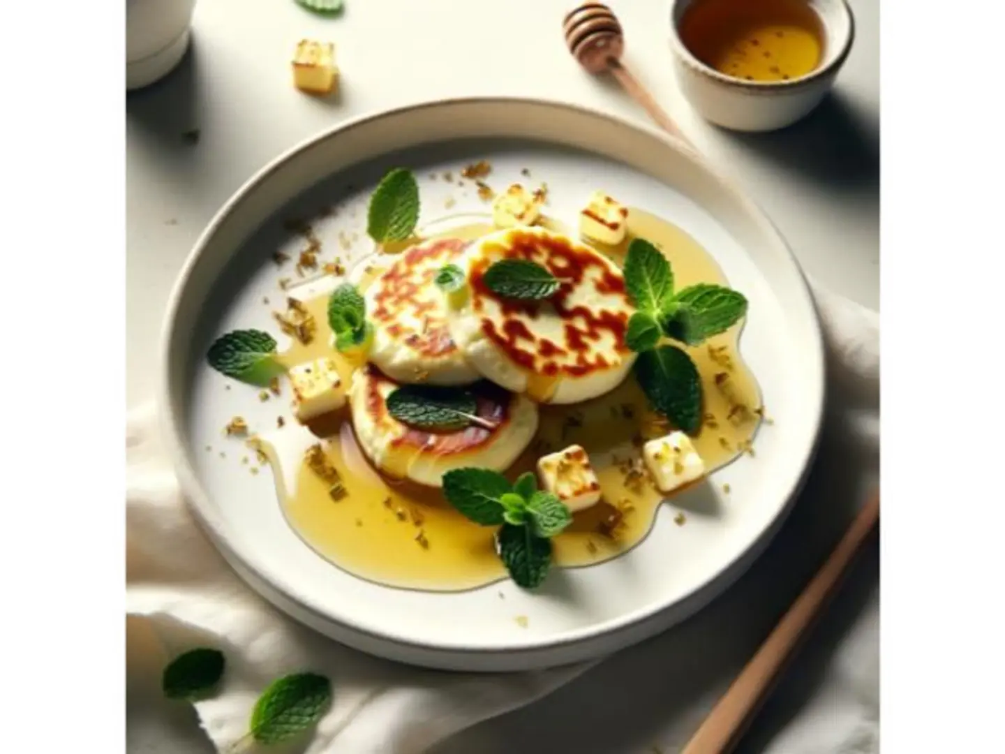 Grilled Halloumi With Basil And Honey