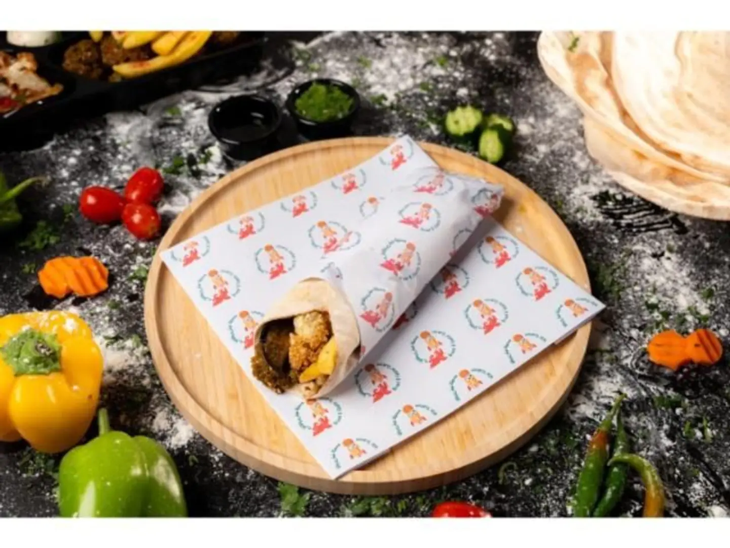 Station Sandwich And Fried Vegetables